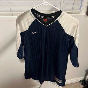 Vintage Nike Team Soccer Jersey 90s Y2K Navy White Football Shirt